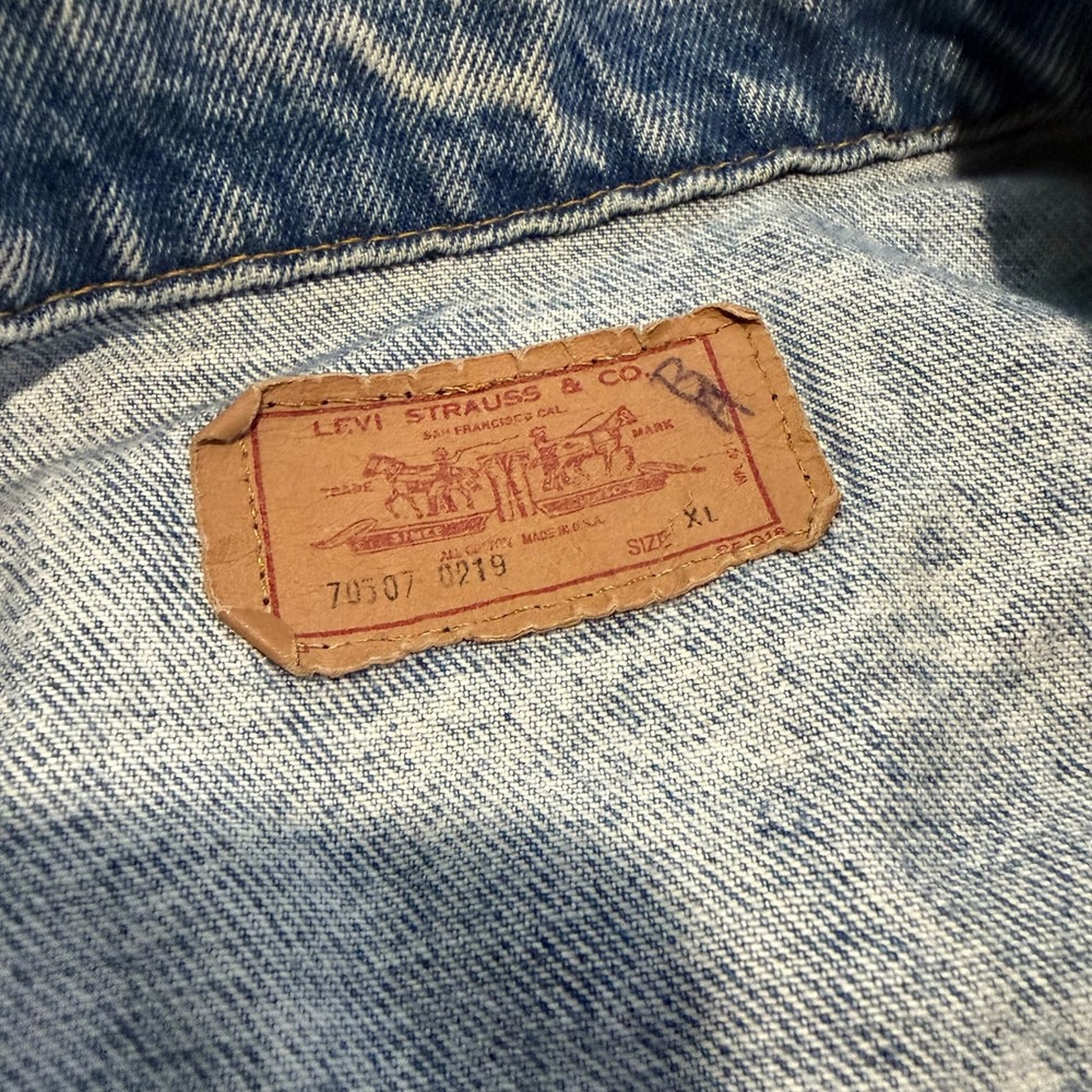 True VTG 80 Levis 70507 0219 Type 3 Acid Wash Marble Denim Trucker Jacket XL USA - Picture 3 of 8